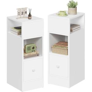 EUGAD Mesitas de Noche Pack 2, Blanco, con 2 Compartimentos…