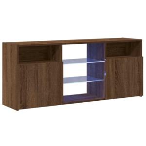 vidaXL Mueble de TV con Luces LED marrón Roble 120x30x50 cm…