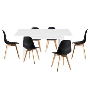 HABITMOBEL Pack de Mesa Comedor Extensible Blanca y 6 Silla…