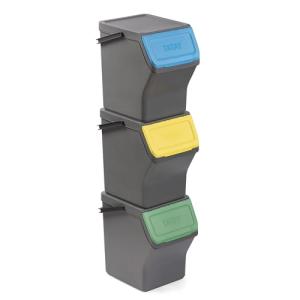 Tatay Set 3 Cubos de Basura modular con tapa, apilables, 20…