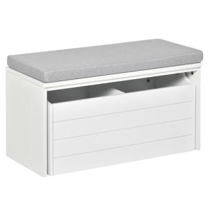 HOMCOM Banco de almacenamiento con cojín gris – Mueble para…