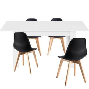 HABITMOBEL Conjunto de Mesa de Comedor Blanca y 4 Sillas No…