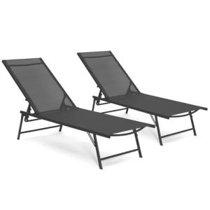 IDMarket Kailua - Juego de 2 tumbonas de jardín reclinables…