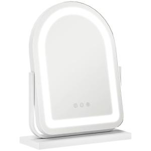 HOMCOM Espejo Maquillaje con Luz LED Espejo Tocador Girator…