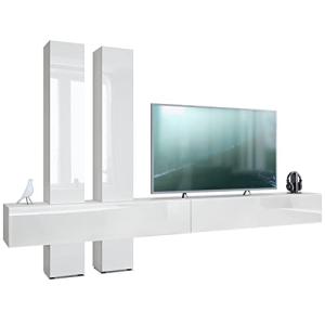 Vladon Mueble Alto Moja - Blanco Mate y Blanco de Alto Bril…