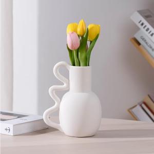 Navaris Jarron Color Blanco - Florero Minimalista de Cerámi…