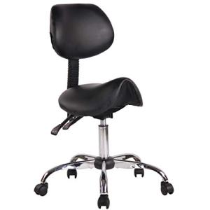 Taburete con Ruedas Stuttgart Tapizado En Cuero PU I Tabure…