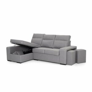 Tanuk Sofá Chaise Longue 4 Plazas Gris Perla FORSETI Izquie…