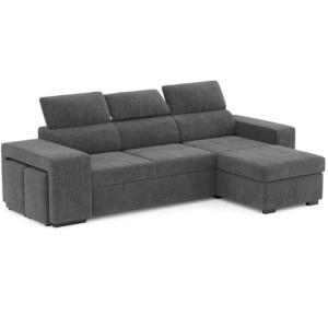 BUDWING John, Sofá Cama Esquinero Gris Oscuro - 4 plazas -…