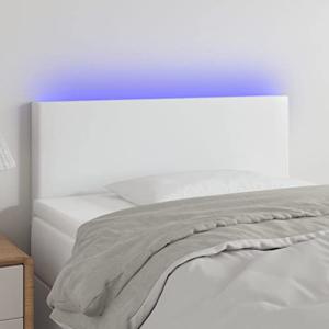 Generico Cabecero blanco con LED, 90 x 5 x 78/88 cm, de pie…