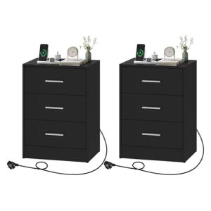 WOLTU Mesitas de Noche, Mesas de Centro con Enchufes, Mesit…