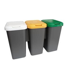Tontarelli Papelera de reciclaje con 3 compartimentos, 75 l…