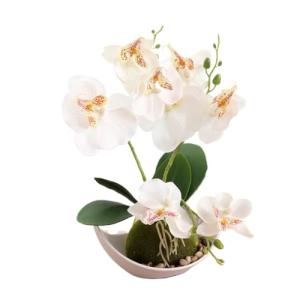 Aisamco Flores de orquídeas Artificiales con Maceta Blanca…