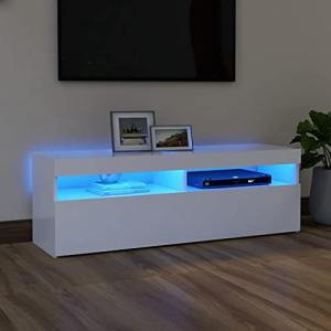 TJROO Mueble para TV con luces LED blanco, 120 x 35 x 40 cm…