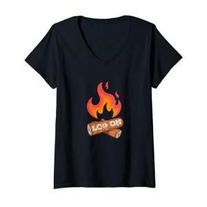 Mujer Log On Funny Camping Pun Fogata Hoguera Patio de Fueg…