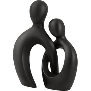 Escultura romántica de Pareja en cerámica Negro - Estatua M…