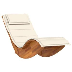 vidaXL Tumbona Mecedora con cojín de Madera Maciza de Acaci…