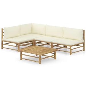 MOONAIRY Set de Muebles de jardín 5 Piezas bambú y Cojines,…