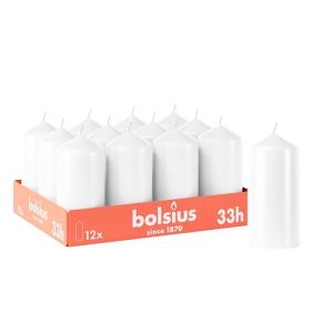 Bolsius - Velas lisas – Blanco – 12 unidades – 12 x 6 cm –…