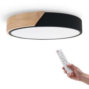 M LEDME - Plafón LED Techo Negro Redondo 24W con Mando a di…