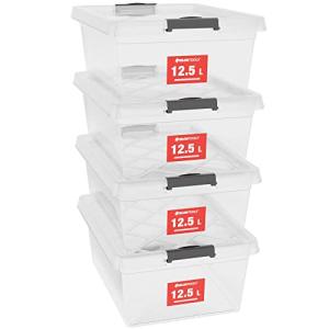 ATHLON TOOLS 4 cajas de almacenamiento de 12.5 L con tapa,…