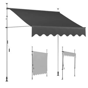 Toldo retráctil gris para puertas y ventanas, toldo manual…
