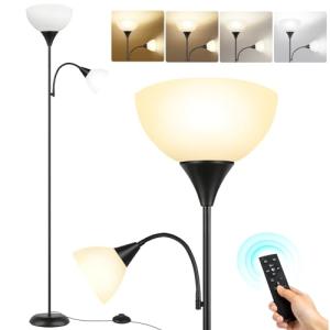 OUTON Lámpara de pie de salón, lámpara de LED regulable y l…