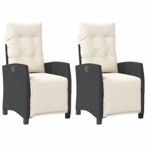 vidaXL Sillones reclinables jardín con reposapiés 2 uds rat…