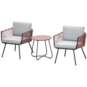 Outsunny Conjunto de Muebles de Jardín de Ratán Sintético 3…