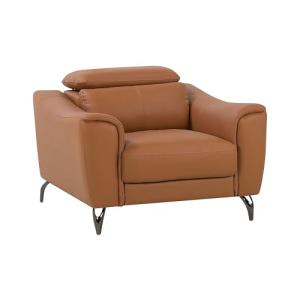 Sillón en Piel marrón Dorado reposacabezas Ajustables Estil…