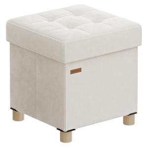 SONGMICS Puff Almacenaje Pequeño, Banco Plegable, 38 x 38 x…