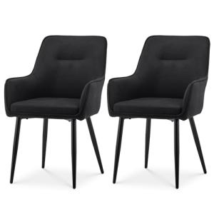 TUKAILAI Juego de 2 sillas de comedor de lino, con reposabr…