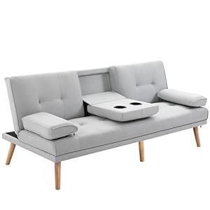 HOMCOM Sofá Cama de 3 plazas de diseño escandinavo con incl…