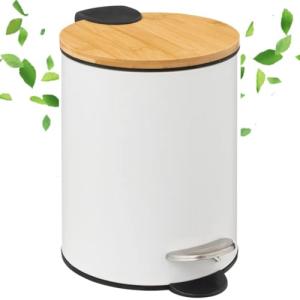 Solty - Cubo basura baño con tapa de bambú - 3L - Papelera…