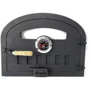 Puerta de horno de leña con vidrio (mediano), negro, chapa…