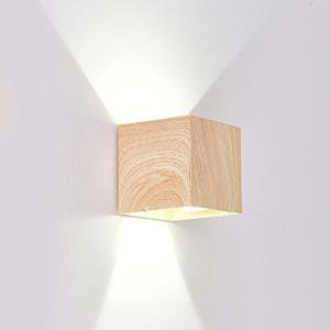 Lámpara de Pared con luz LED de Madera, Cubo, para Interior…