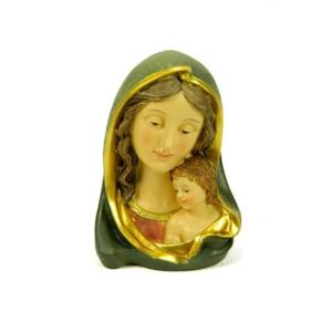 Figura Decorativa Religiosa de Resina "Busto Virgen con Niñ…