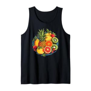 Colorido Piña Kiwi Naranja Fresa Frutero Bowl Camiseta sin…