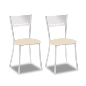 2 Sillas metálicas con respaldo de escalera y asiento tapiz…