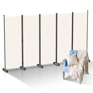 Ansobea Biombo con ruedas, divisor plegable de 5 piezas, 28…