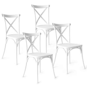 Baroni Home Set de 4 Sillas de Plástico Blanco – Apilables,…