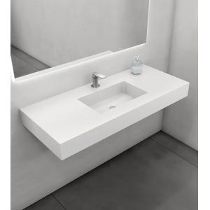 Lavabo sobre encimera de resina blanco 120x50x12 cm - Encim…