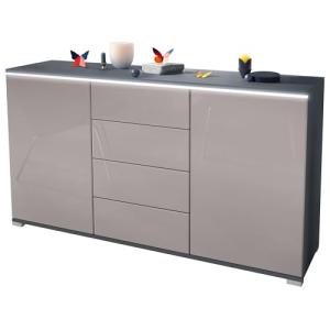 Vladon Aparador Cómoda Faro, Cuerpo en Negro Mate/Frente en…