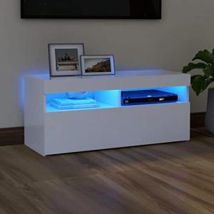 TJROO Mueble para TV con luces LED blanco, 90 x 35 x 40 cm,…