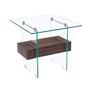 HABITMOBEL Mesa nordika Baja, Madera, Cristal, 55 x 55 cms
