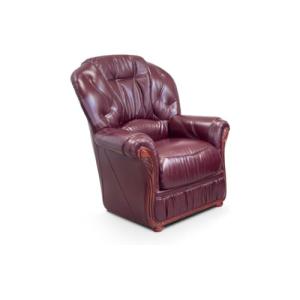 Venta-Unica - Sillón 100% Piel de búfalo Daphne - Burdeos