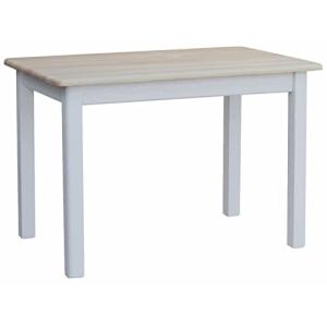 k koma Mesa de comedor de pino macizo, patas lacadas en bla…