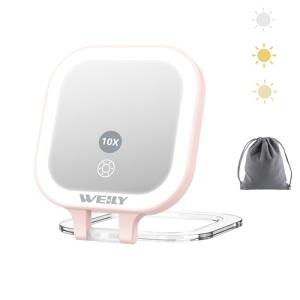 WEILY Espejo Maquillaje con Luz, 1X/10x Doble Cara Espejo A…