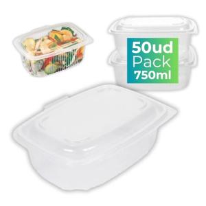 IAMI Pack 50 Fiambreras Reutilizables con Tapa Bisagra – Po…