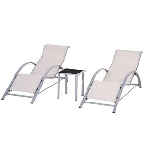 Outsunny Set de 2 Tumbonas Jardín Exterior con Mesa Auxilia…